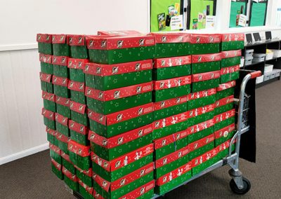 Shoeboxes on the trolley
