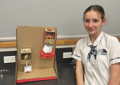 Student with candy dispenser