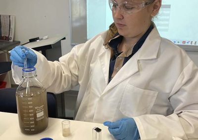 Marine Science student with dirty water